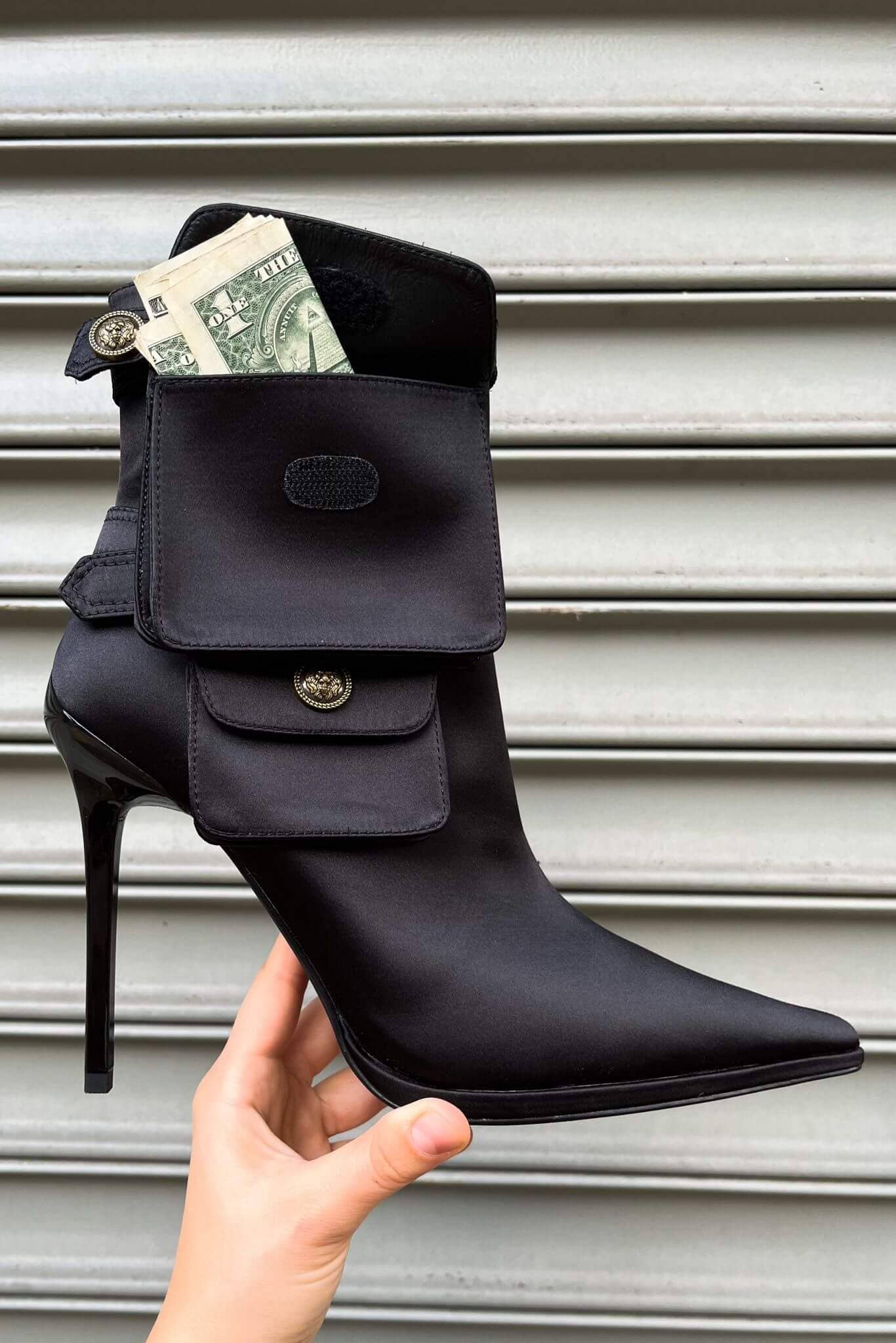 Pointed Toe Pocket Heels Thin Heel Ankle Boots