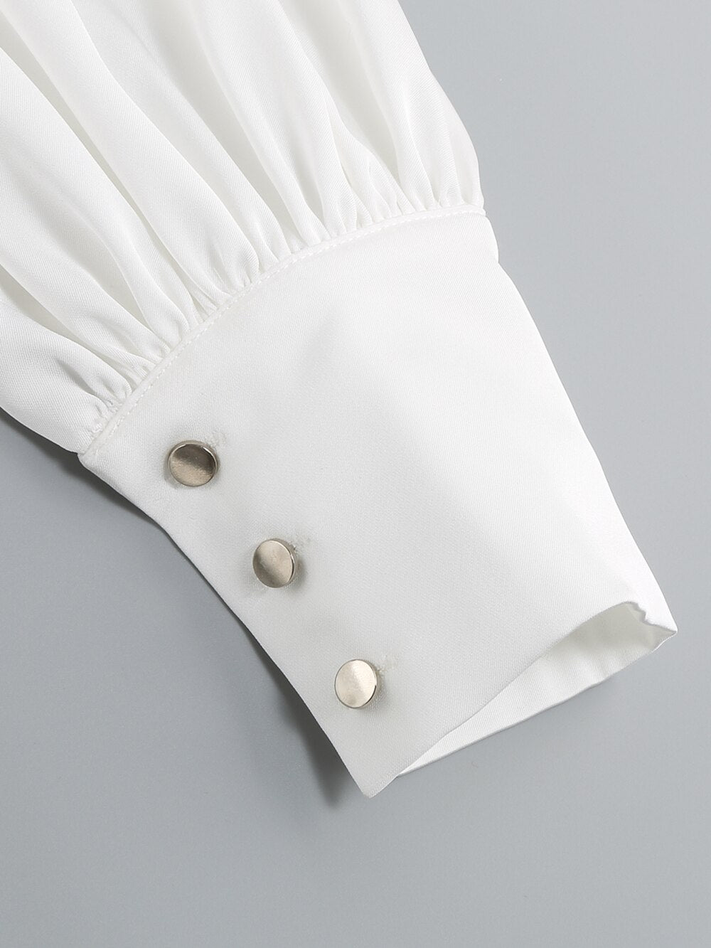 V-neck Pleated Lantern Sleeve High Split Belted Silk Dress