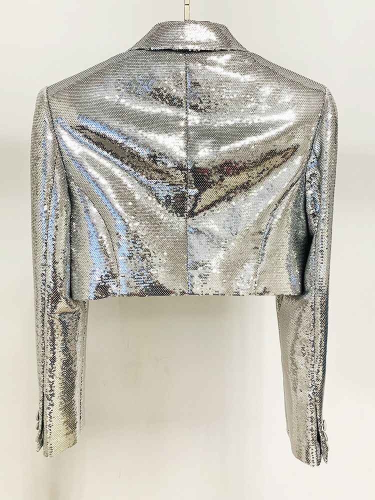 Sequins Mini Jacket Strass Diamonds Mini Skirt Set
