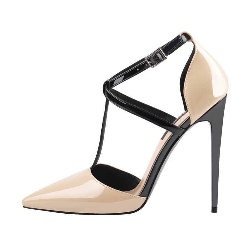 Pointed Toe T-Strap High Heel Pumps Sandals