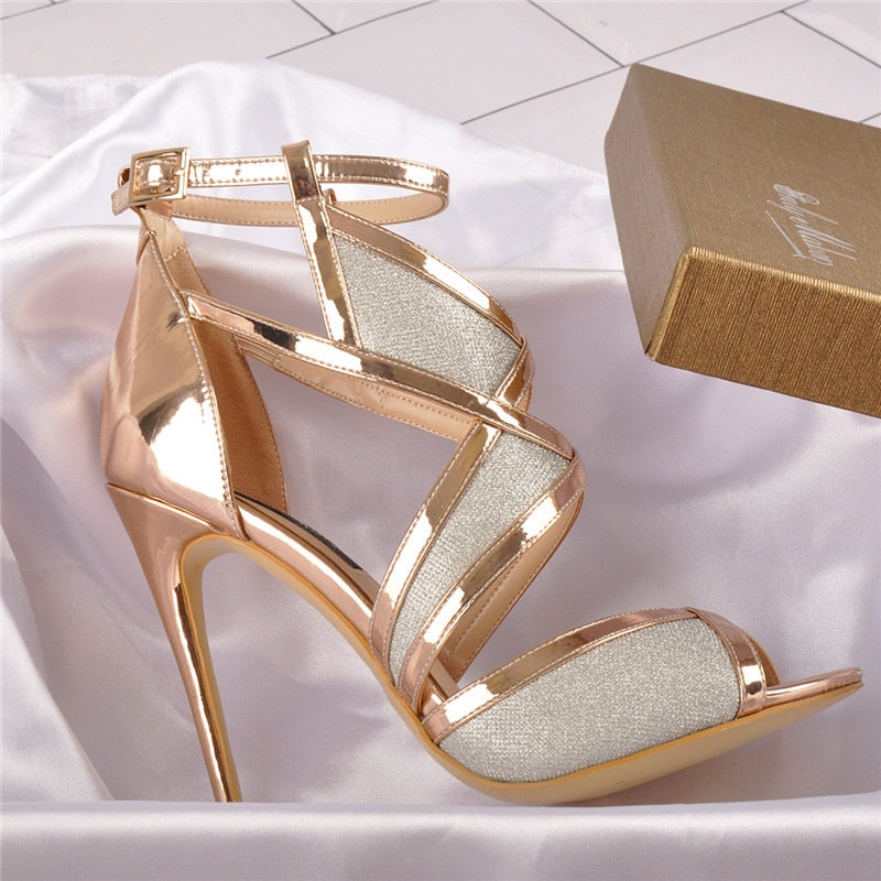 Peep Toe High Heel Cut Out Ankle Strap Sandals