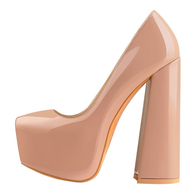 Round Toe Platform Chunky High Heels Ankle Shoes