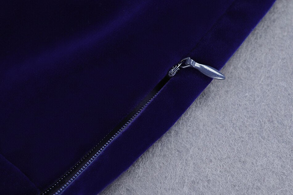 Velvet Crystal Diamond Buckle Blazer Trouser Set