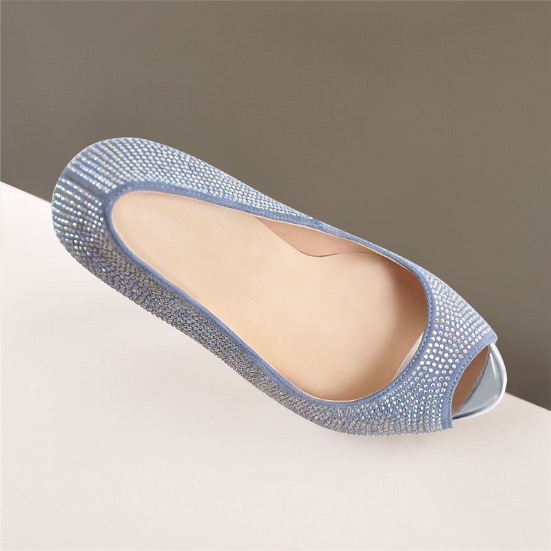 Artificial Diamond Platform Peep Toe High Heel Sandals