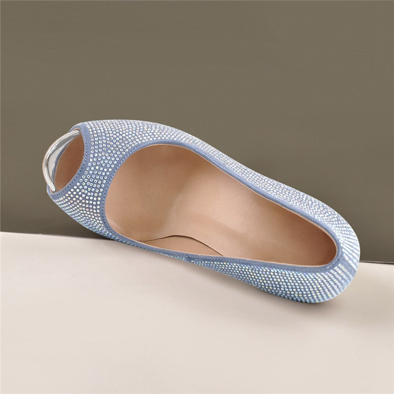 Artificial Diamond Platform Peep Toe High Heel Sandals