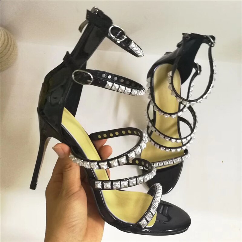 Cover Heel Narrow Band Crystal One-strap Sandals