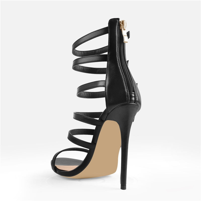 Peep Toe Matte Cross Strap High Heels Sandals