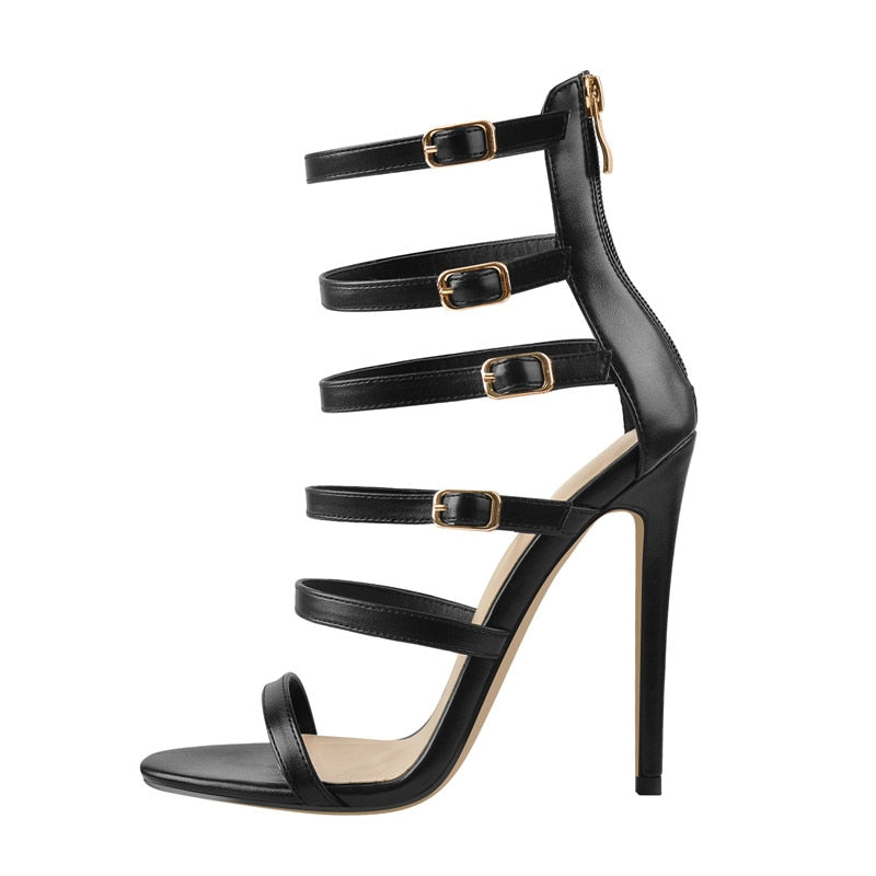 Peep Toe Matte Cross Strap High Heels Sandals