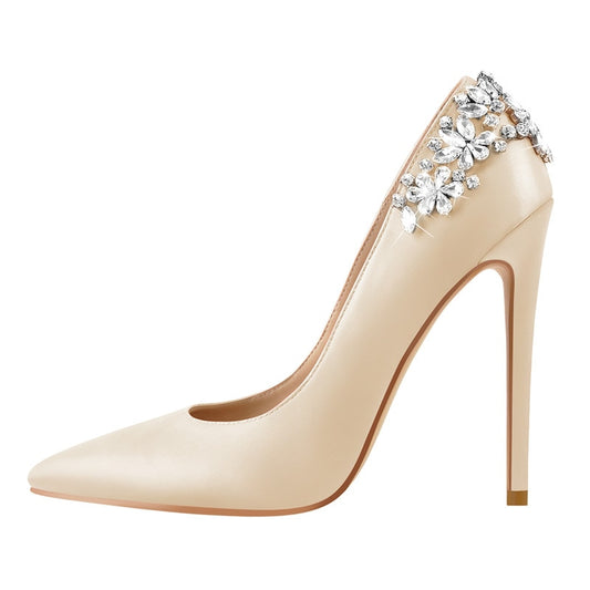 Pointed Toe Artificial Diamond Pumps Thin Heels Shoes