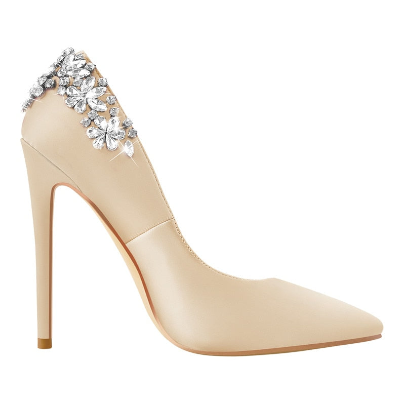 Pointed Toe Artificial Diamond Pumps Thin Heels Shoes