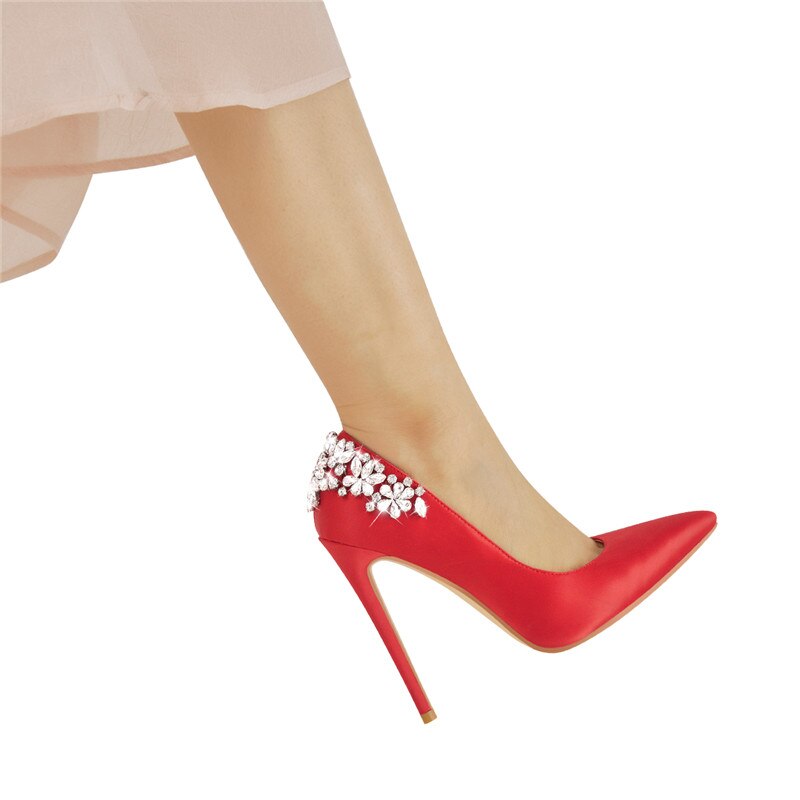 Pointed Toe Artificial Diamond Pumps Thin Heels Shoes