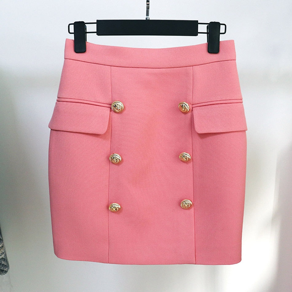 Double-Breasted Blazer Short Skirt Set