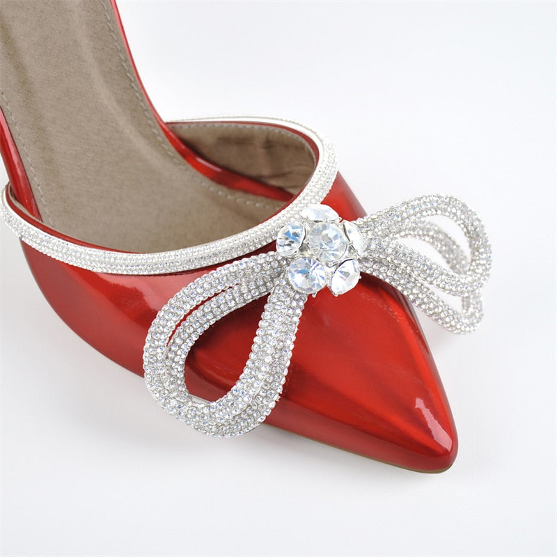 Crystal Butterfly Shiny Thin Heels Sandals