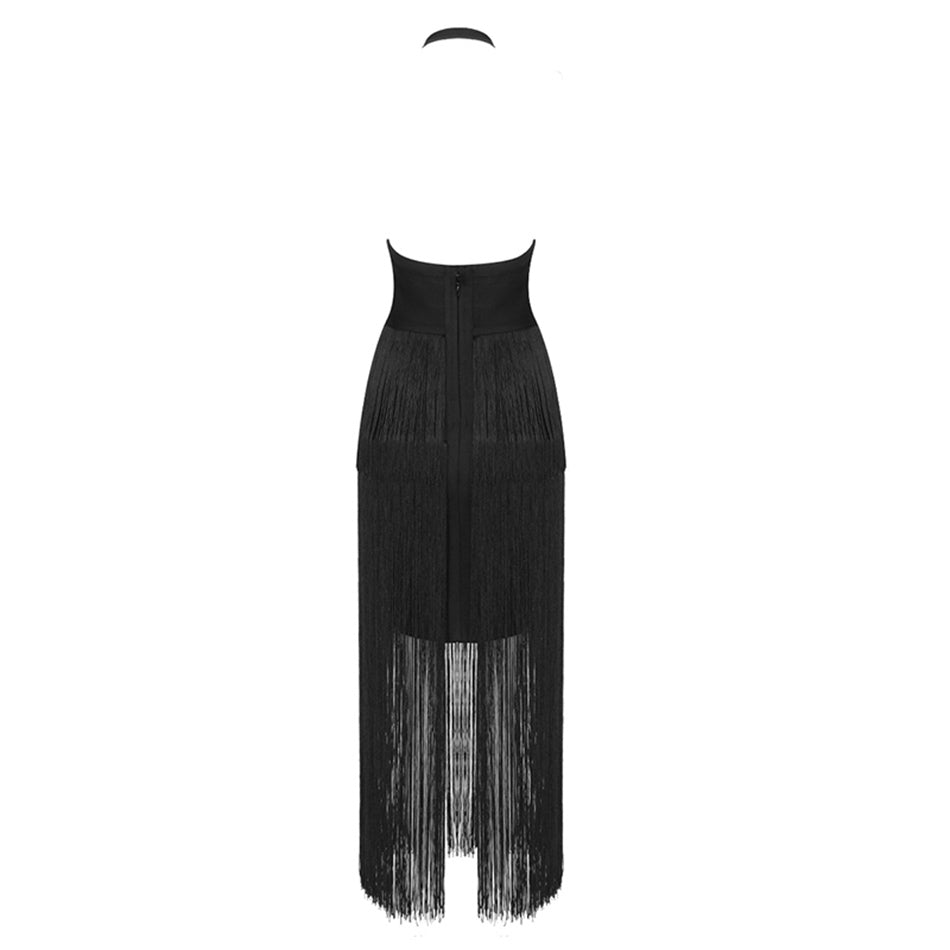 Halter Sleeveless Fringed Bandage Dresses