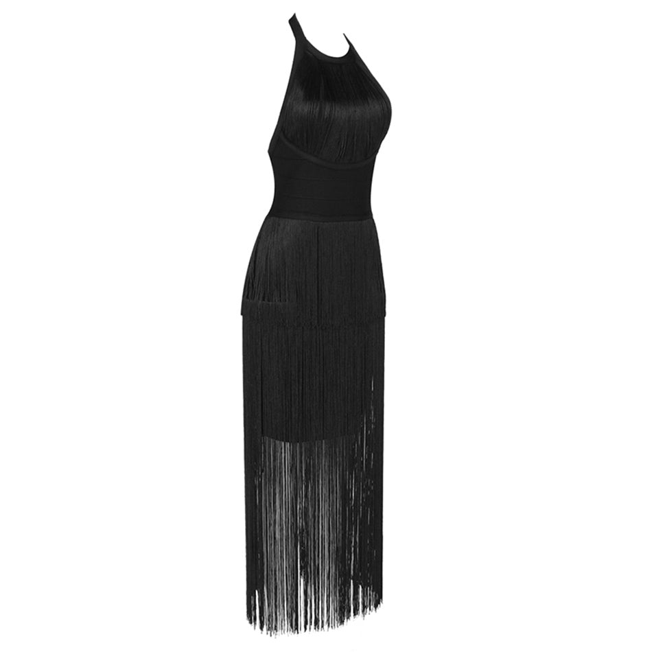 Halter Sleeveless Fringed Bandage Dresses