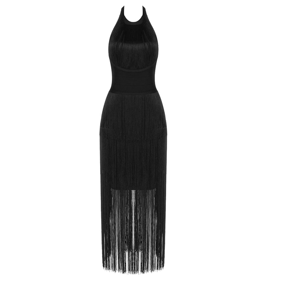 Halter Sleeveless Fringed Bandage Dresses